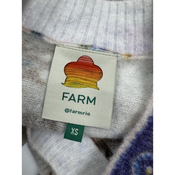 Farm Rio Ainika Floral Knit Wool Blend Cardigan sweater Balloon Sleeve XS - Picture 5 of 12